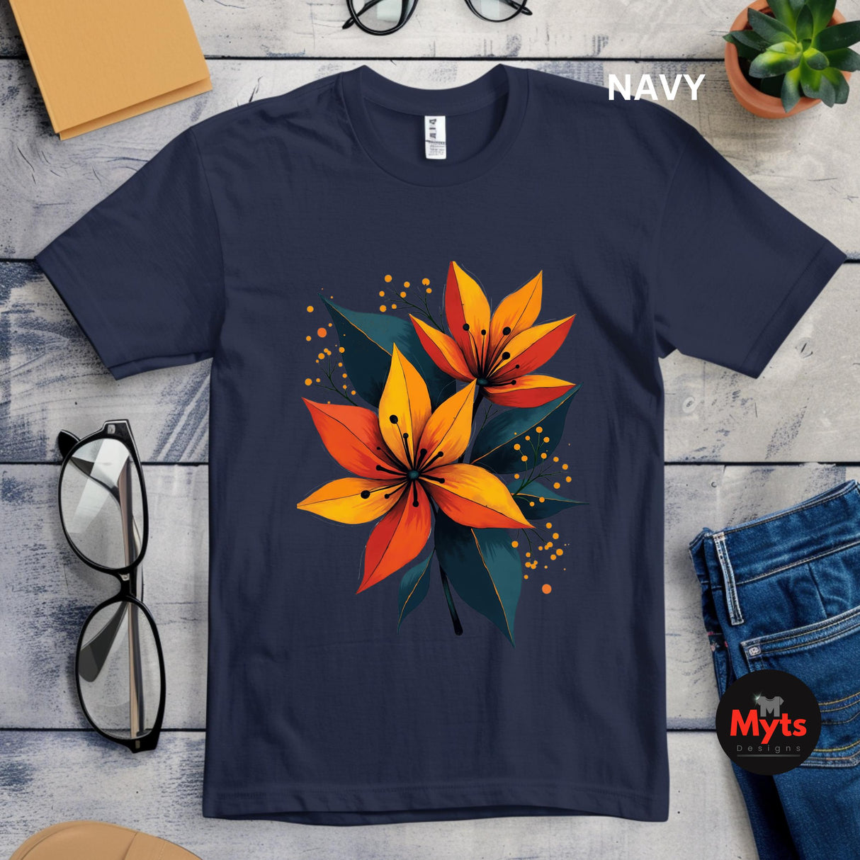 Bold Lily Flower T-Shirt | Colourful Modern Floral Graphic Tee