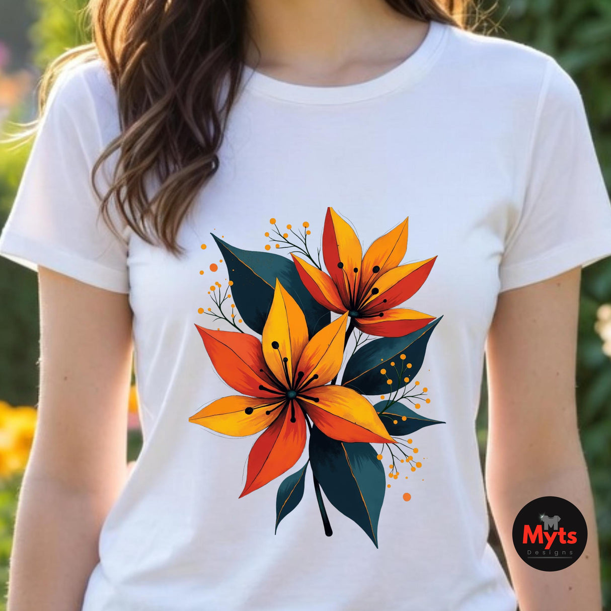 Bold Lily Flower T-Shirt | Colourful Modern Floral Graphic Tee
