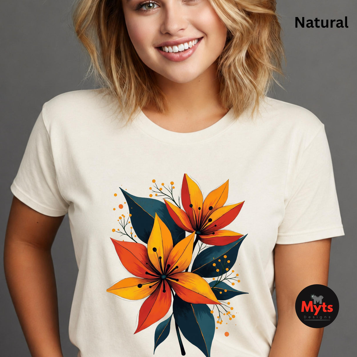 Bold Lily Flower T-Shirt | Colourful Modern Floral Graphic Tee