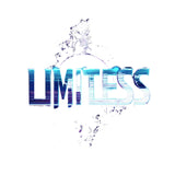 The word 'LIMITLESS' with a blue and purple gradient on a white background