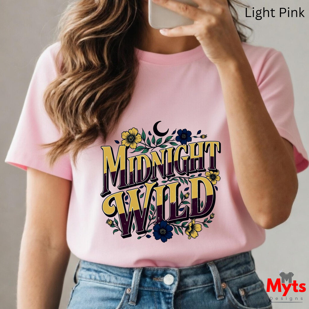 Midnight Wild T-Shirt – Floral Celestial Graphic Tee for Women