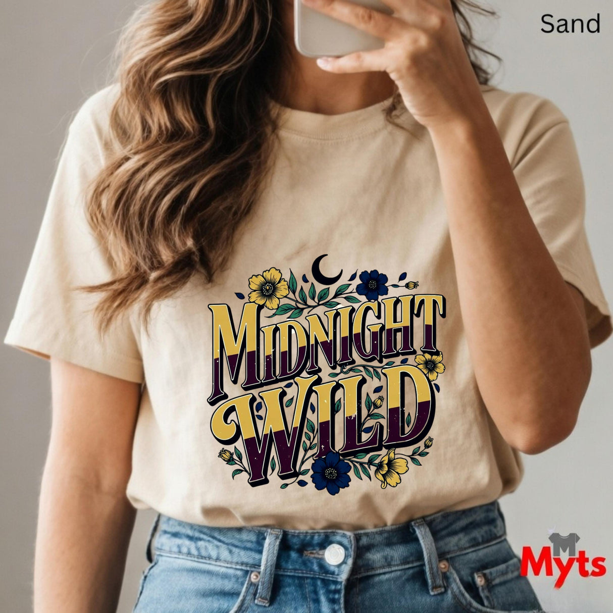 Midnight Wild T-Shirt – Floral Celestial Graphic Tee for Women