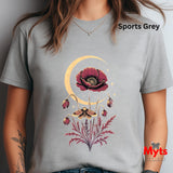 Moth Moon Poppy T-Shirt – Celestial Floral Graphic Tee