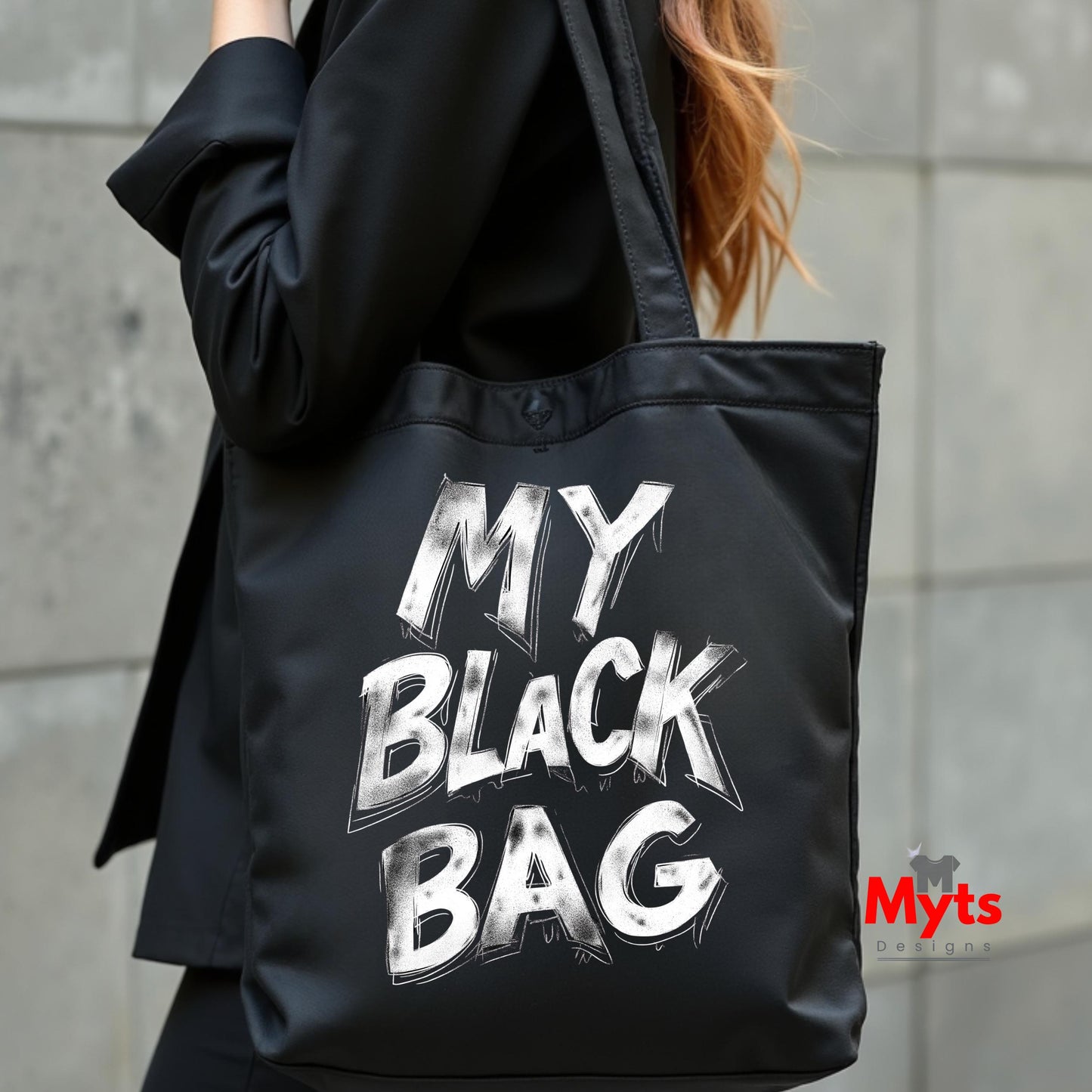 Classic Black Cotton Tote Bag with Long Handles | Eco-Friendly | Mytsdesigns
