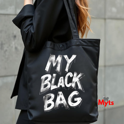 Classic Black Cotton Tote Bag with Long Handles | Eco-Friendly | Mytsdesigns