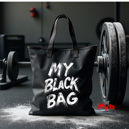 Classic Black Cotton Tote Bag with Long Handles | Eco-Friendly | Mytsdesigns