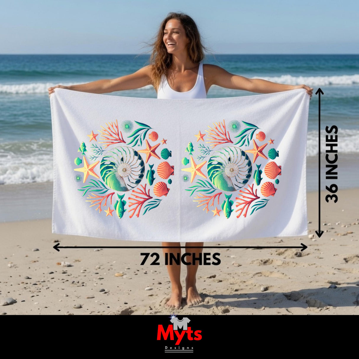 Nautilus Reef Coastal Beach Towel