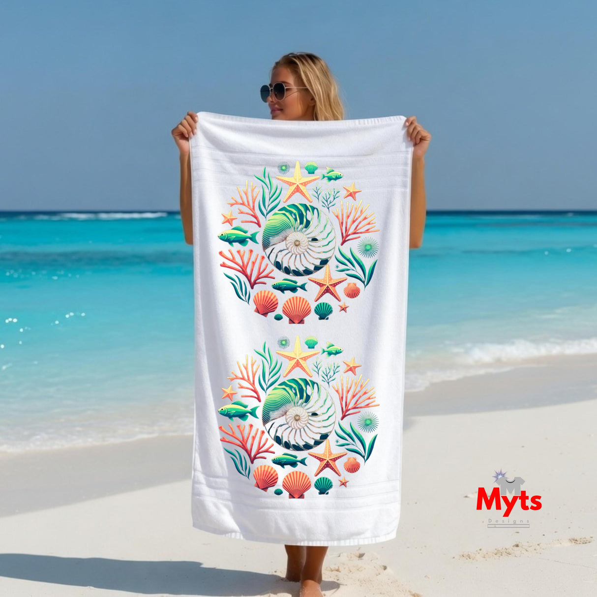 Nautilus Reef Coastal Beach Towel