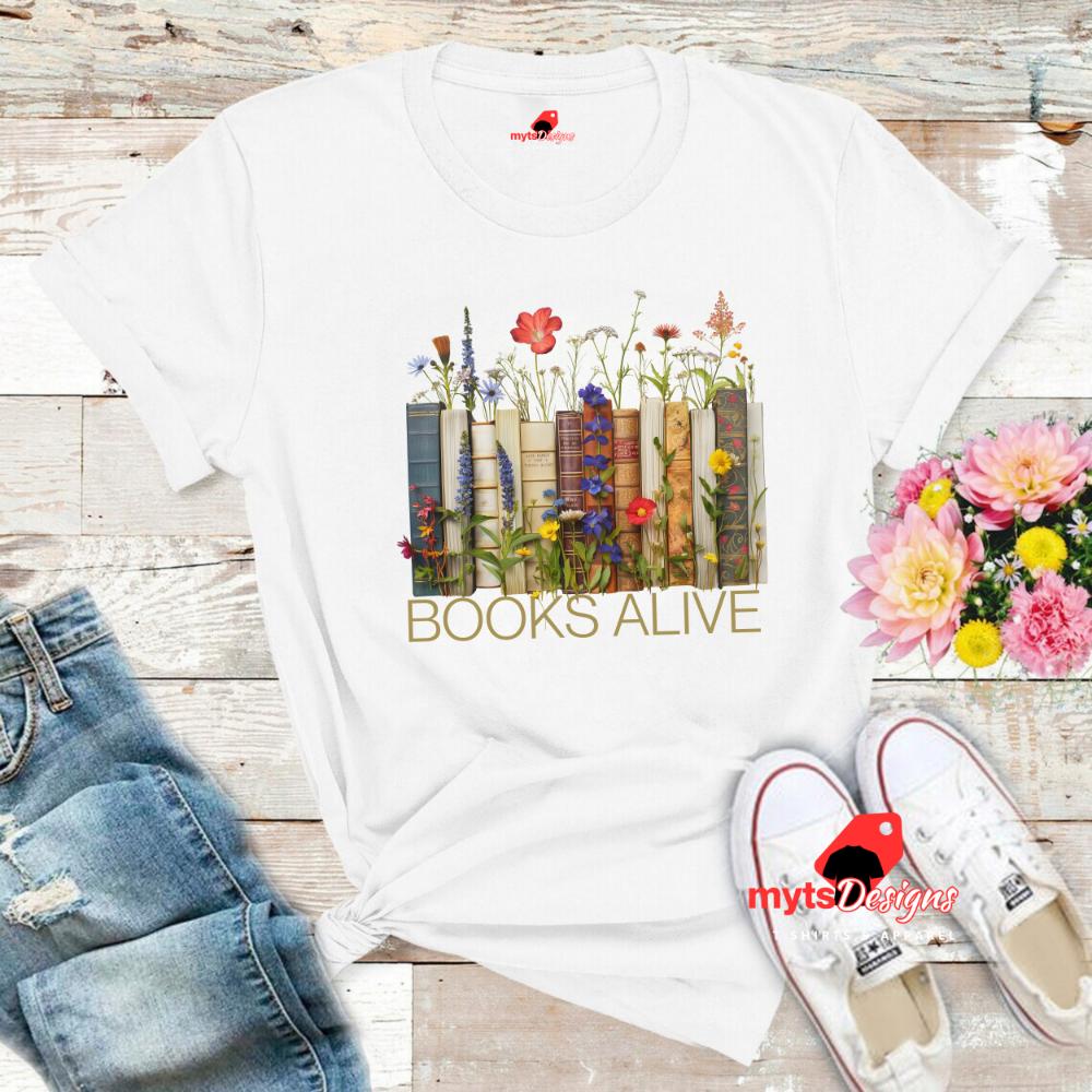 Wildflower T-Shirts, Unique Nature-Inspired Book Lovers Tees, Floral Reading Shirts,Teacher Gift