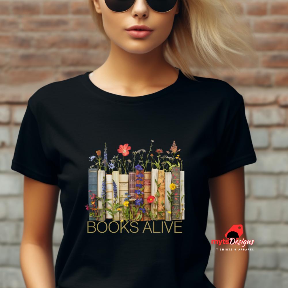 Wildflower T-Shirts, Unique Nature-Inspired Book Lovers Tees, Floral Reading Shirts,Teacher Gift