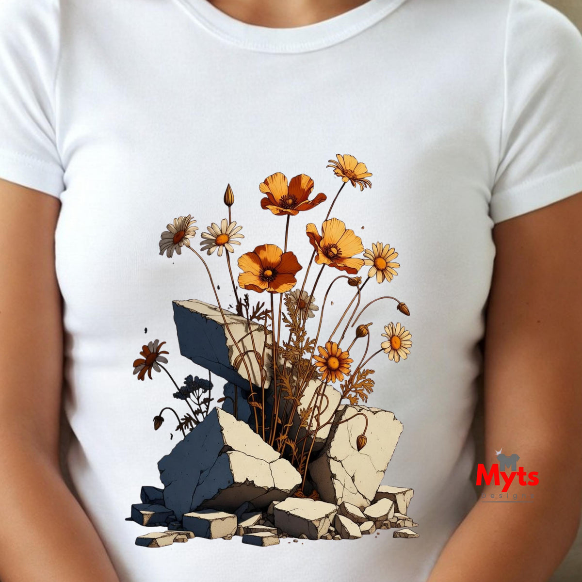 New Growth Poppy & Wildflower T-Shirt – Botanical Nature Graphic Tee