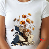 New Growth Poppy & Wildflower T-Shirt – Botanical Nature Graphic Tee