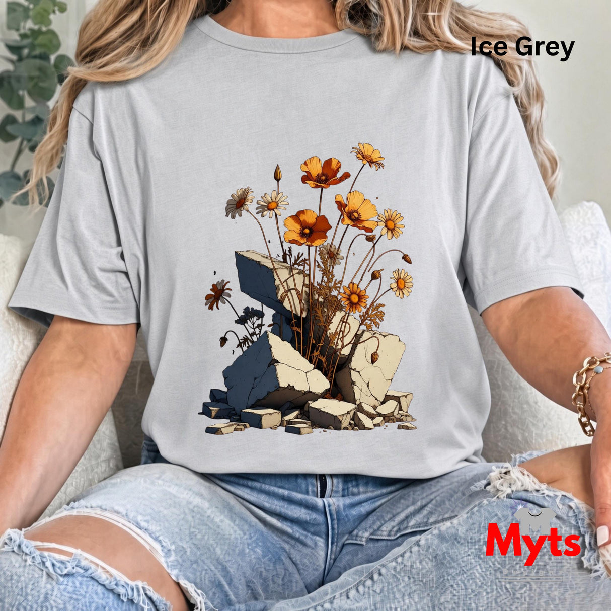 New Growth Poppy & Wildflower T-Shirt – Botanical Nature Graphic Tee