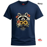 Cute Raccoon Floral T-Shirt – Sunflower & Wildflower Graphic Tee