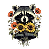 Cute Raccoon Floral T-Shirt – Sunflower & Wildflower Graphic Tee