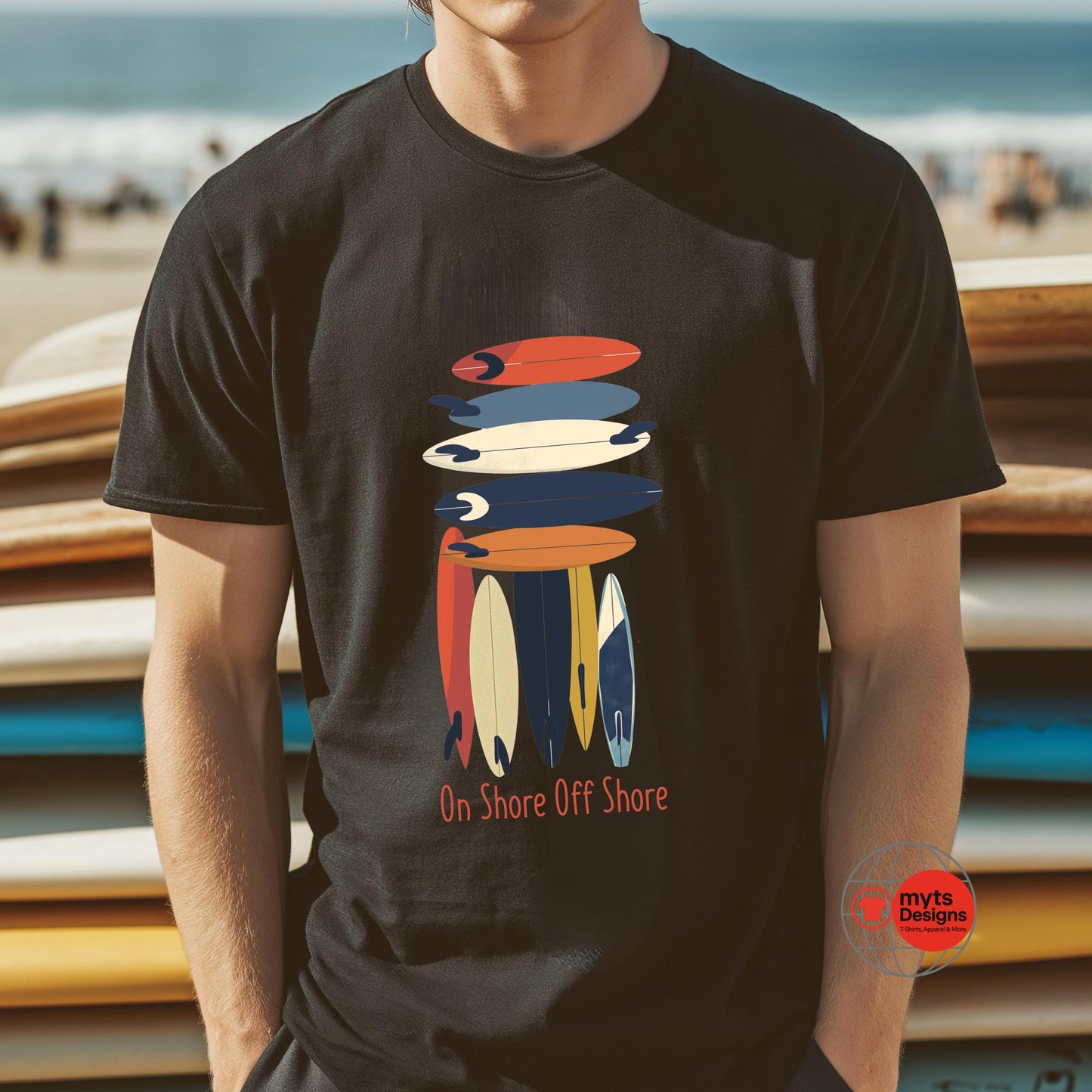 On Shore Off Shore 2026 Surf Season White T-Shirt – Surfboard Designs