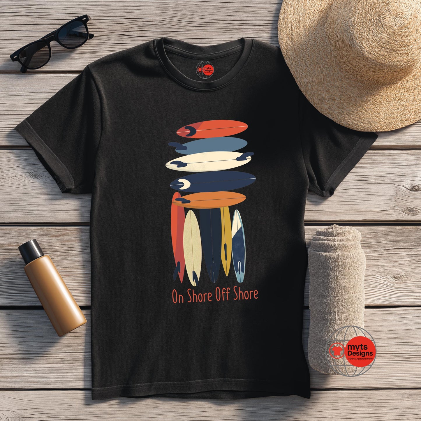 On Shore Off Shore 2026 Surf Season White T-Shirt – Surfboard Designs