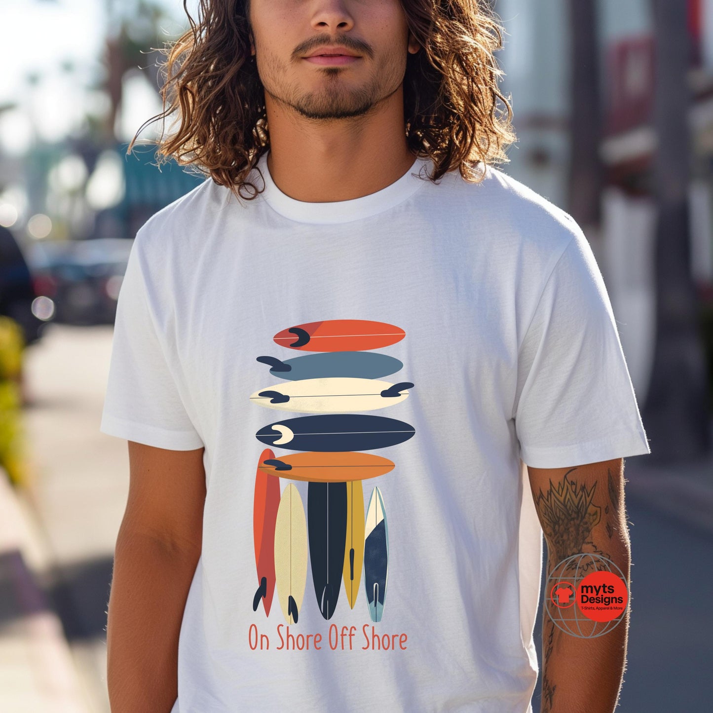 On Shore Off Shore 2026 Surf Season White T-Shirt – Surfboard Designs