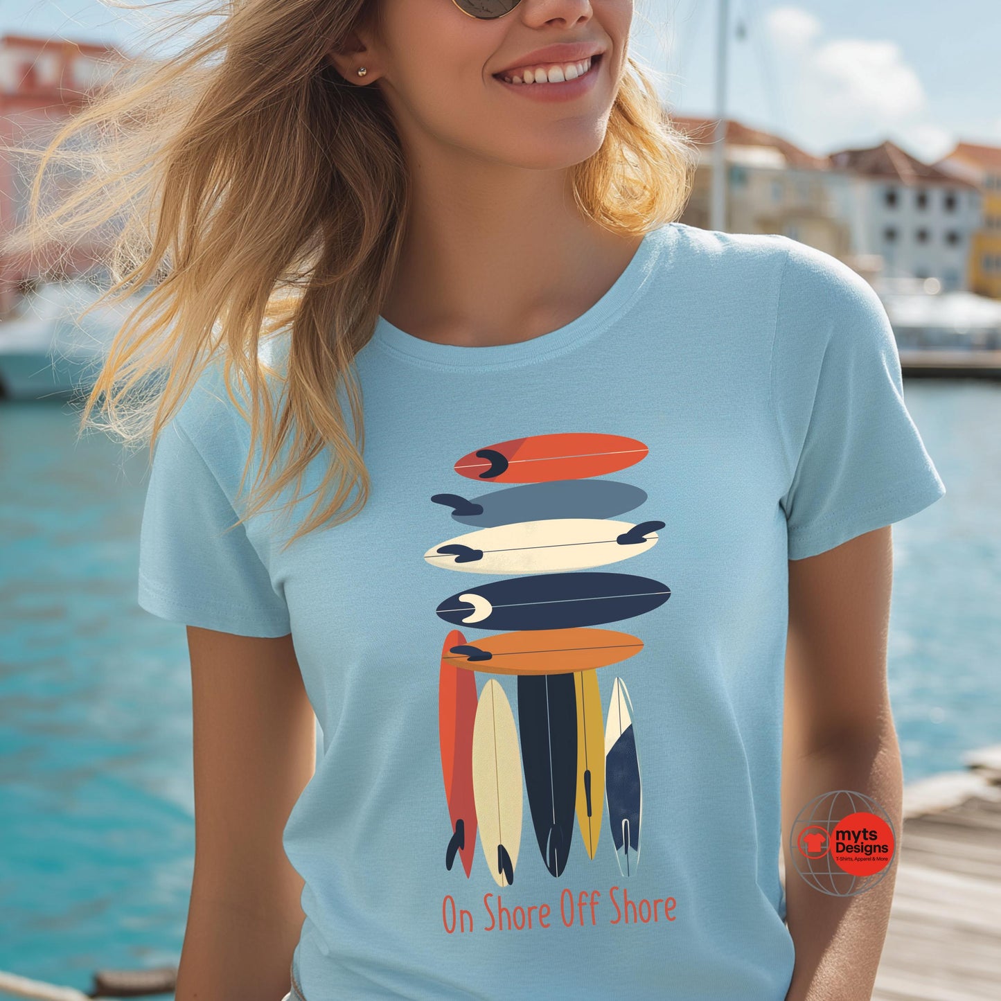 On Shore Off Shore 2026 Surf Season White T-Shirt – Surfboard Designs