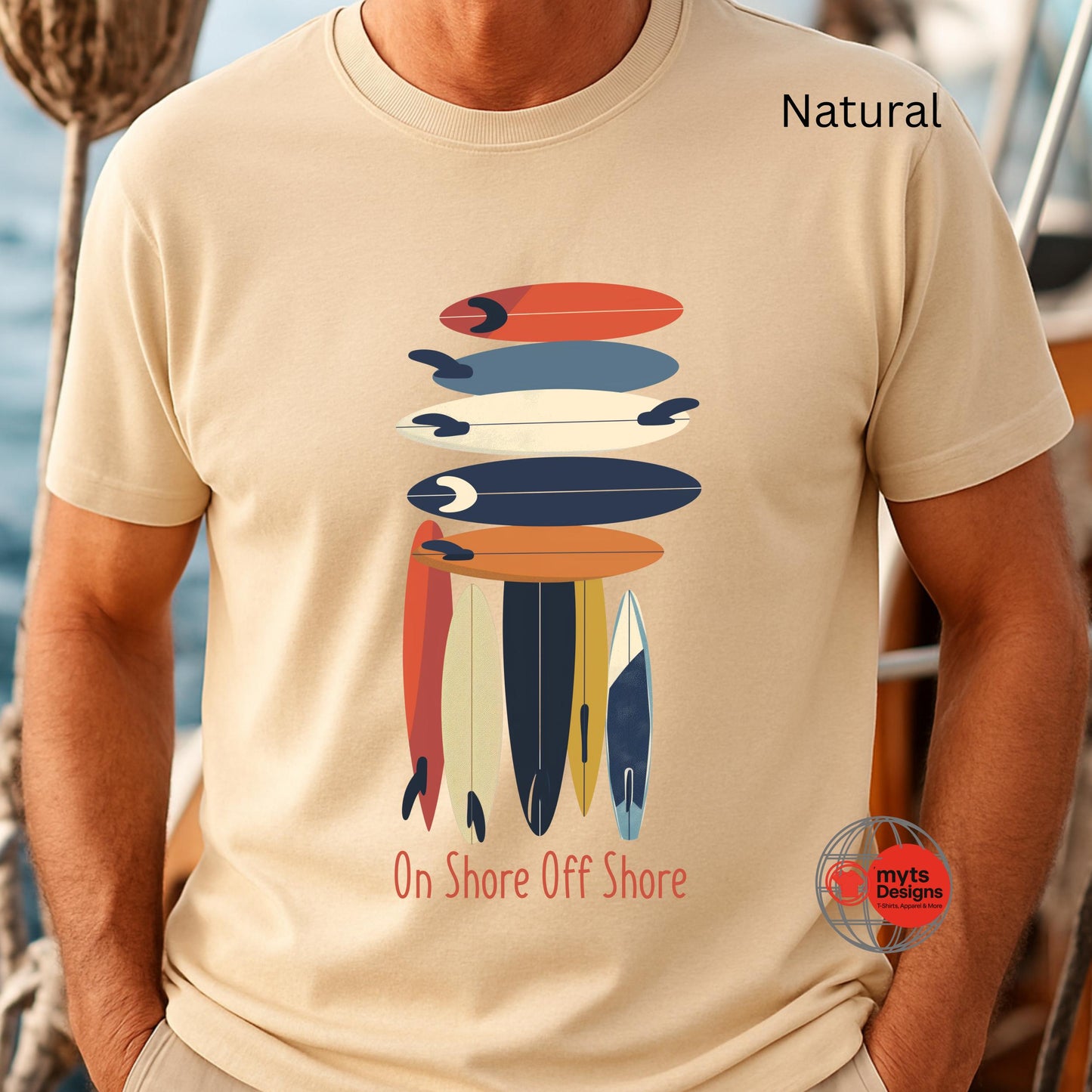 On Shore Off Shore 2026 Surf Season White T-Shirt – Surfboard Designs