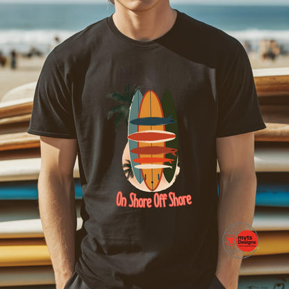 Surfboard Graphic T-Shirt – Premium Cotton Surf Tee | On Shore Off Shore