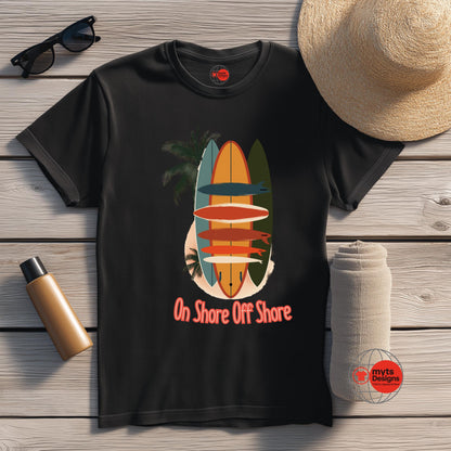 Surfboard Graphic T-Shirt – Premium Cotton Surf Tee | On Shore Off Shore