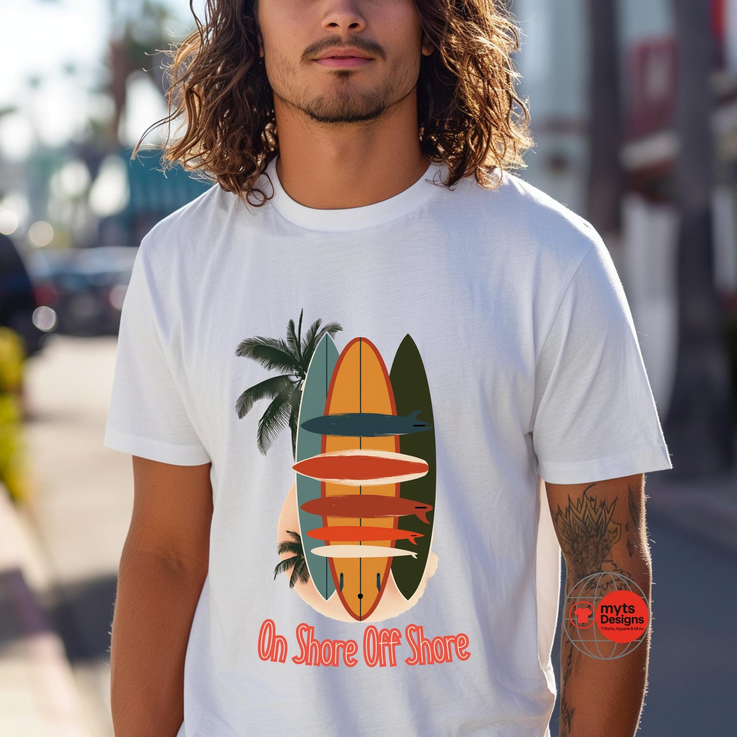 Surfboard Graphic T-Shirt – Premium Cotton Surf Tee | On Shore Off Shore