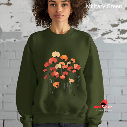 Poppies Floral Sweatshirt – Minimalist Wildflower Graphic Sweater