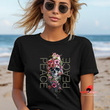Skull in Flower "PEACE" Statement T-Shirt