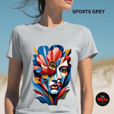 Abstract Floral Face T-Shirt | Colourful Modern Art Graphic Tee