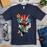 Abstract Two Face Poppy T-Shirt | Modern Floral Art Graphic Tee