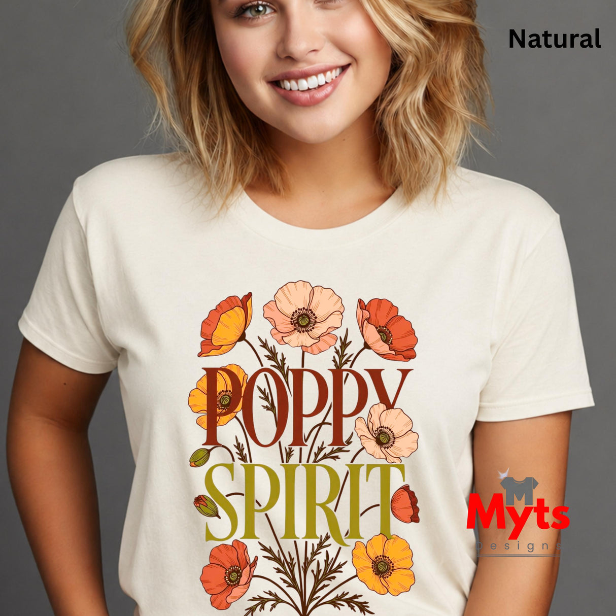 Poppy Spirit T-Shirt – Retro Floral Graphic Tee for Women