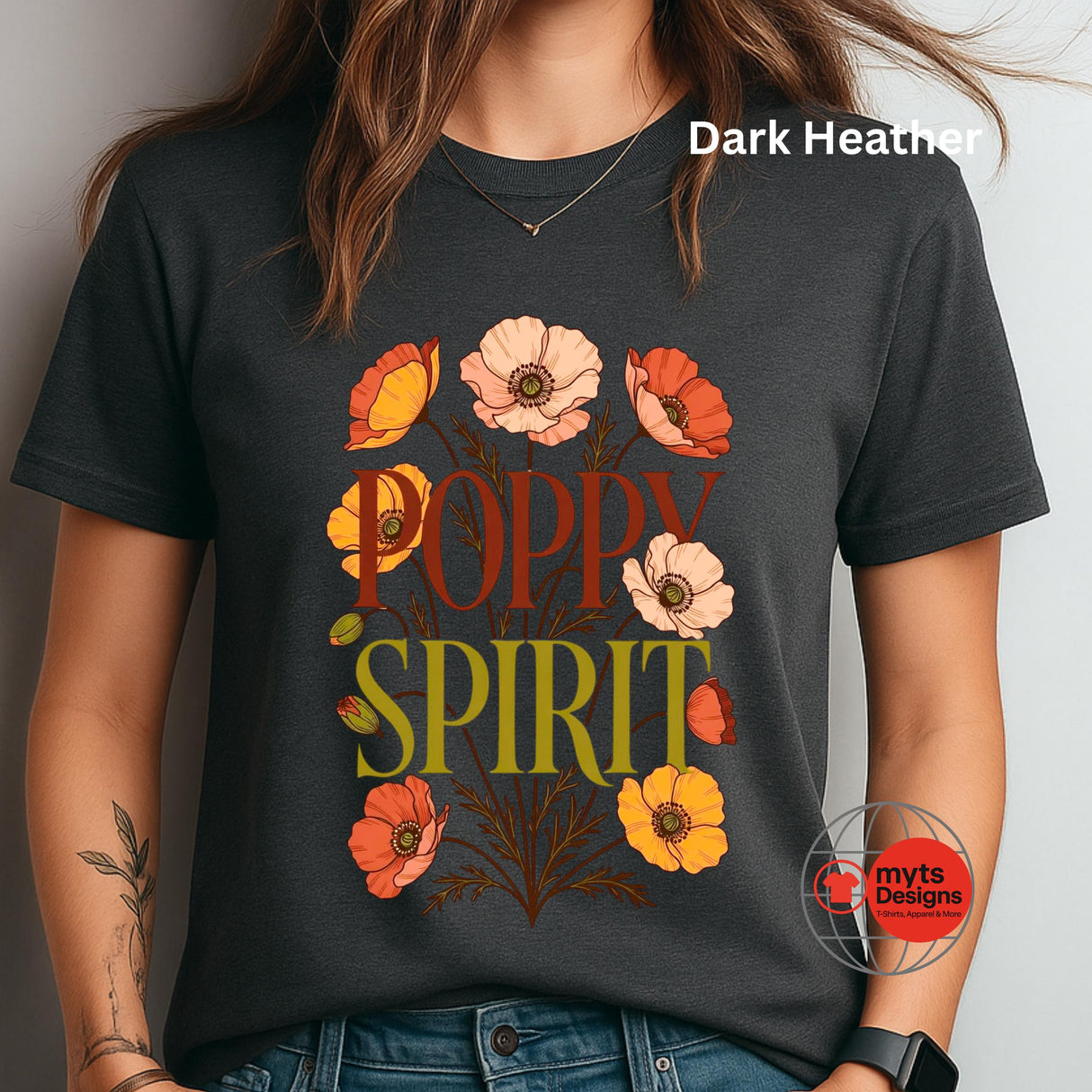 Poppy Spirit T-Shirt – Retro Floral Graphic Tee for Women