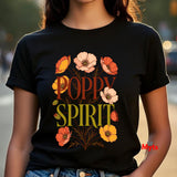 Poppy Spirit T-Shirt – Retro Floral Graphic Tee for Women