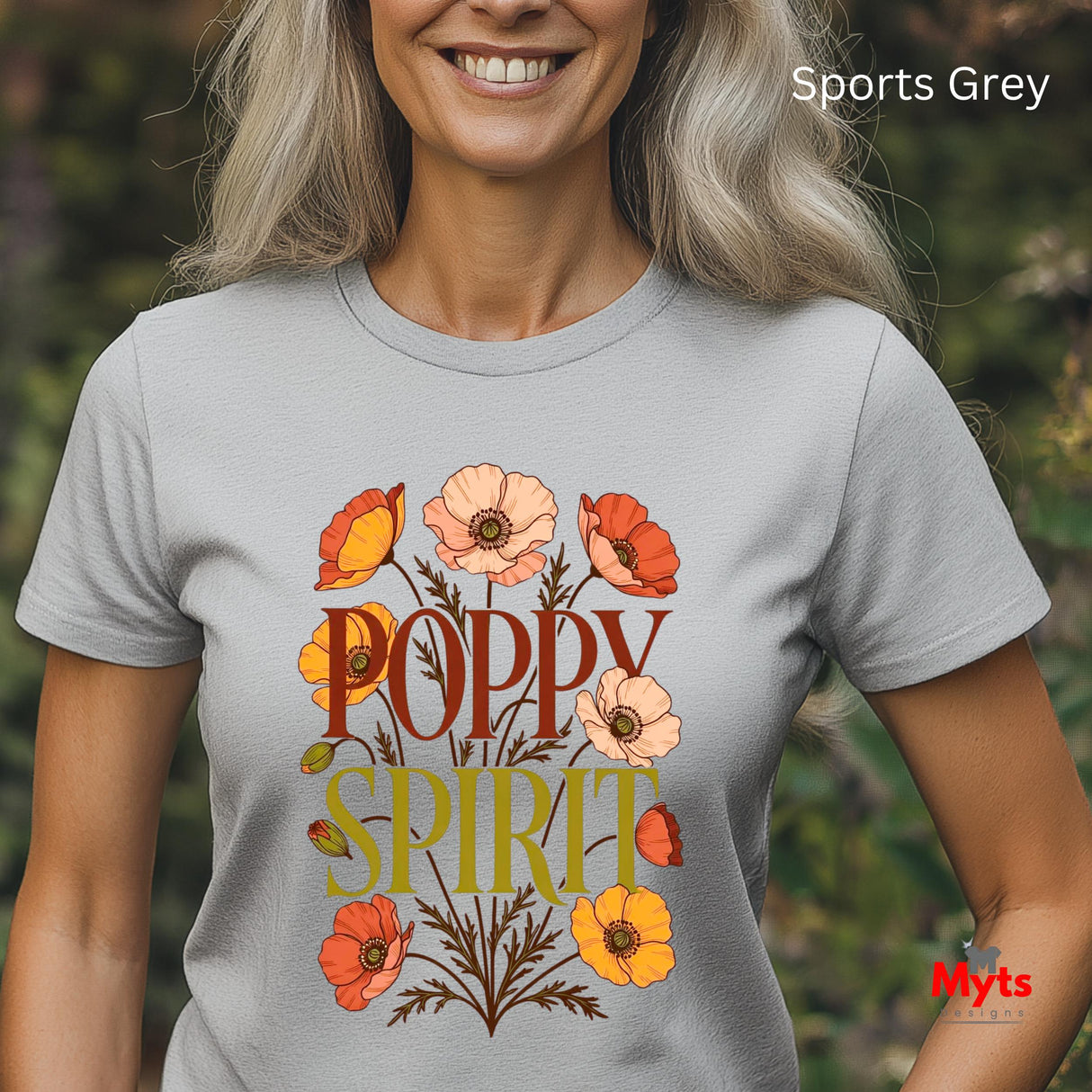 Poppy Spirit T-Shirt – Retro Floral Graphic Tee for Women