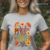Poppy Spirit T-Shirt – Retro Floral Graphic Tee for Women