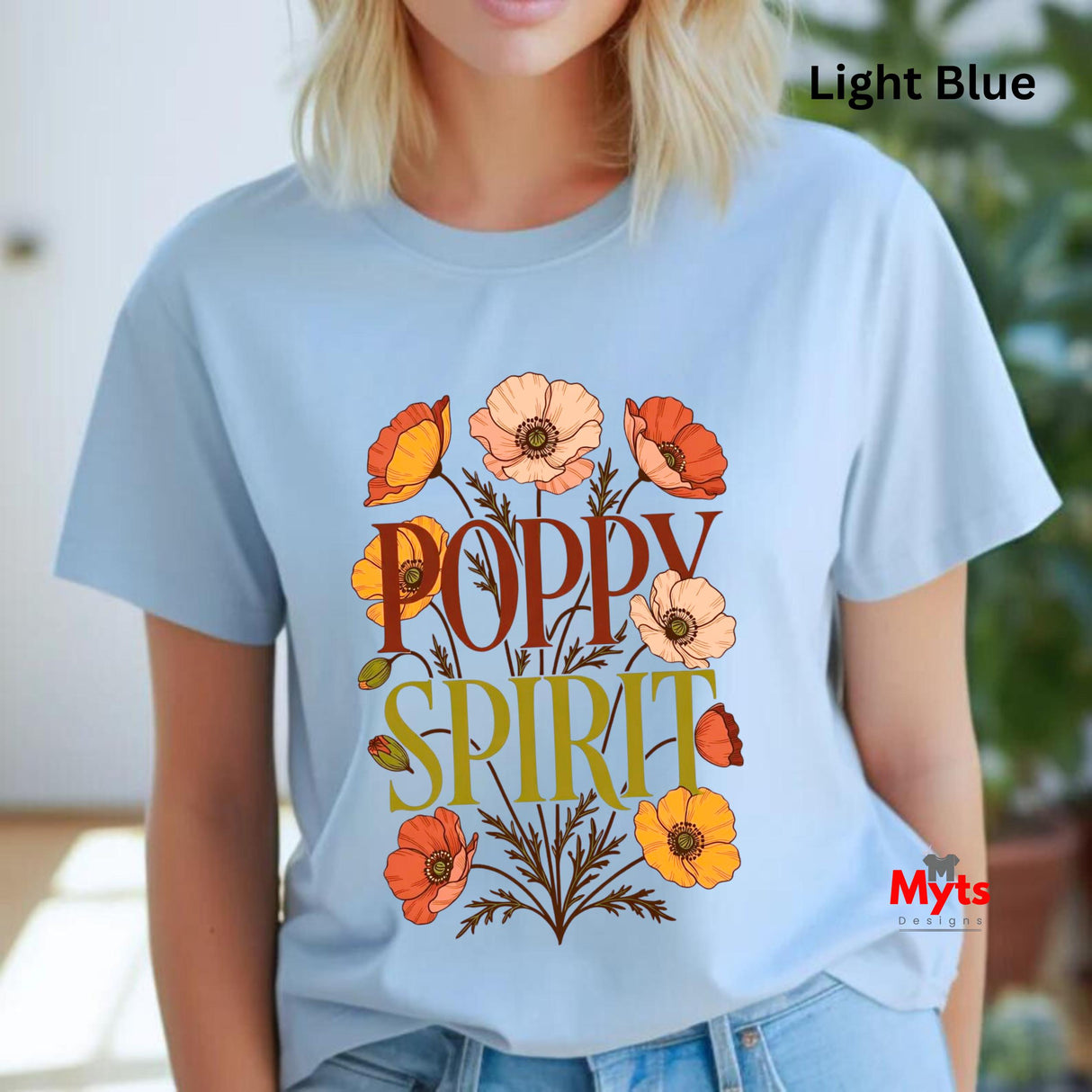 Poppy Spirit T-Shirt – Retro Floral Graphic Tee for Women