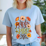 Poppy Spirit T-Shirt – Retro Floral Graphic Tee for Women