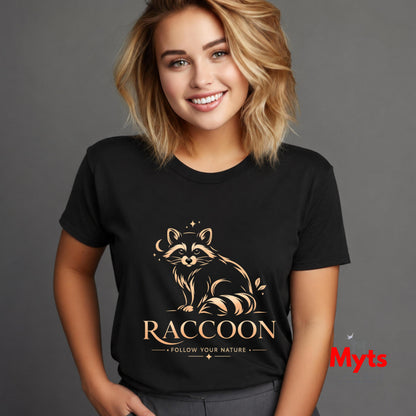Raccoon Follow Your Nature T-Shirt | Woodland Wildlife Graphic Tee