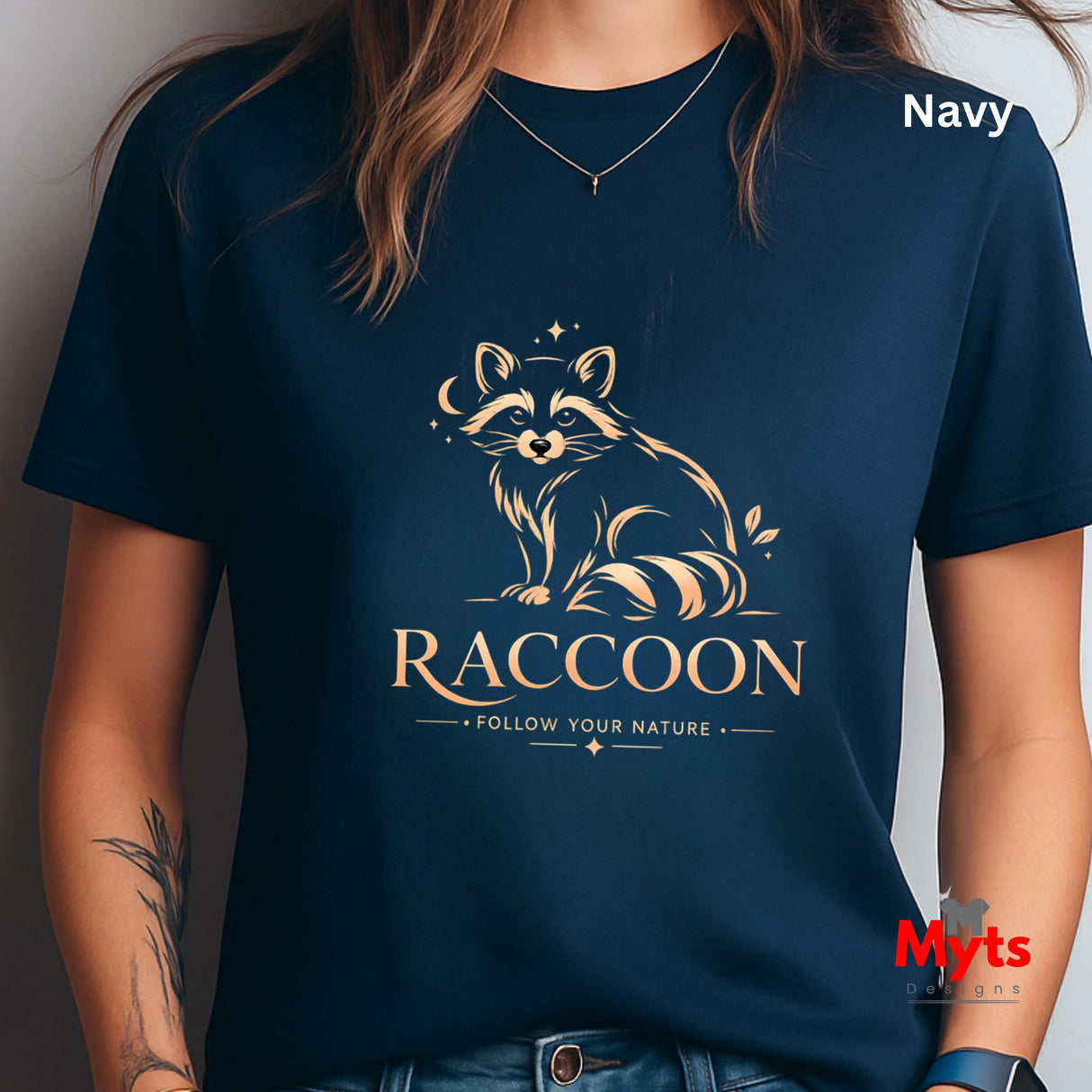 Raccoon Follow Your Nature T-Shirt | Woodland Wildlife Graphic Tee