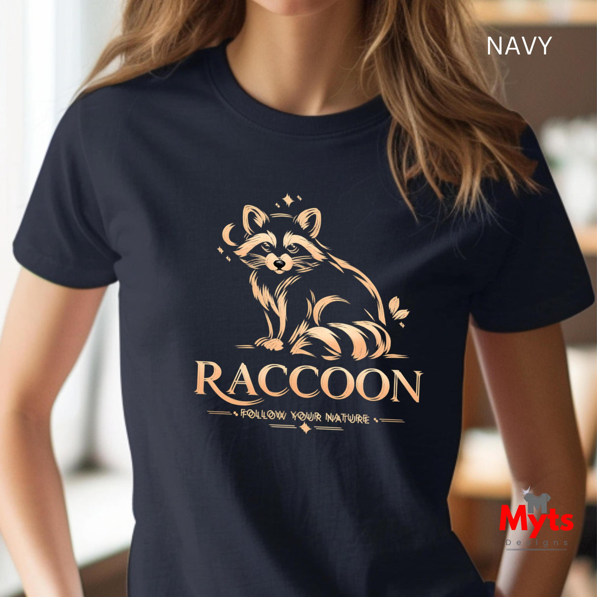 Raccoon Follow Your Nature T-Shirt | Woodland Wildlife Graphic Tee