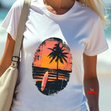 Retro Sunset Surf T-Shirt | Vintage Palm Tree Beach Tee | Mytsdesigns