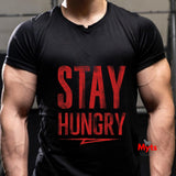 Stay Hungry Motivational Gym T-Shirt | Black Graphic Tee | Mytsdesigns