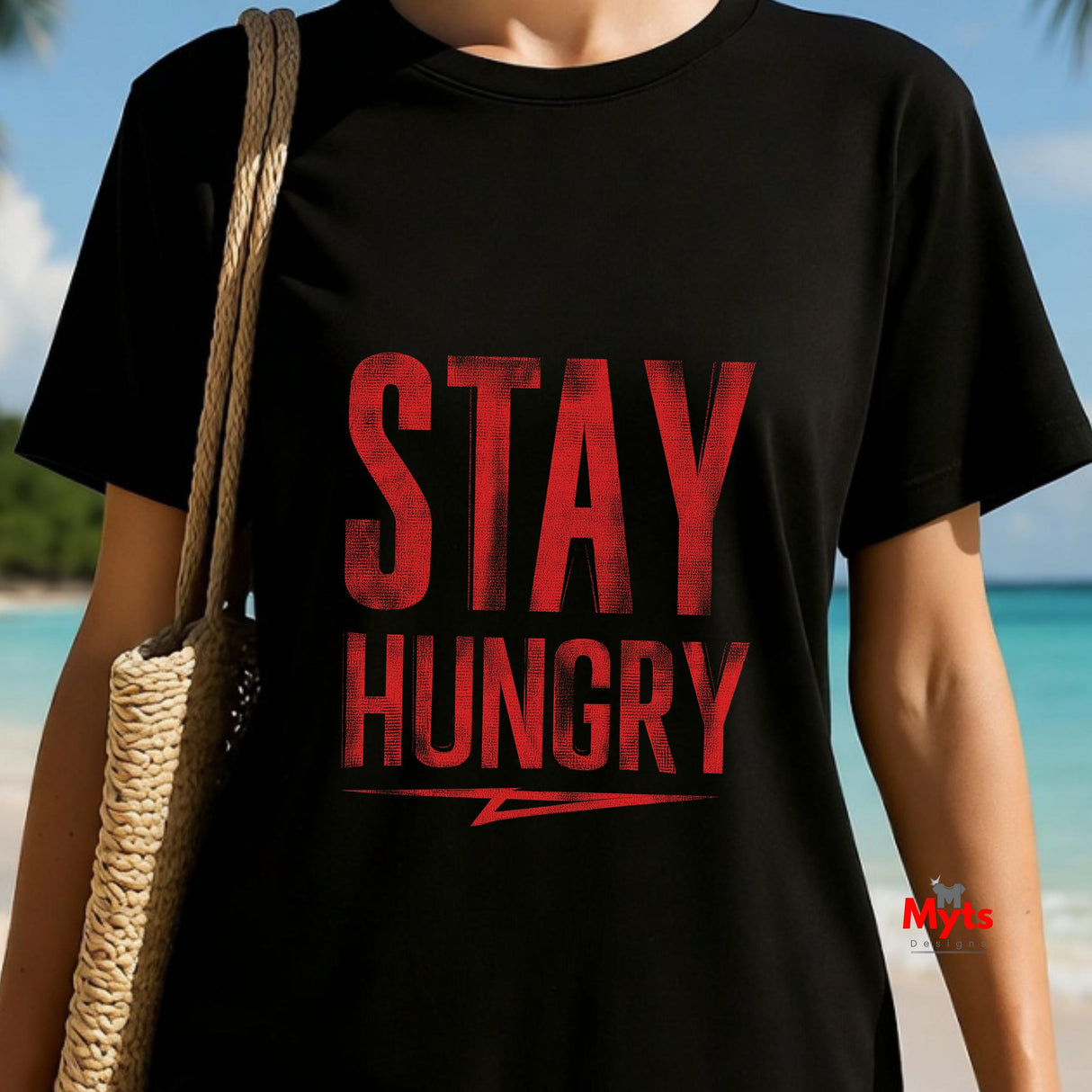 Stay Hungry Motivational Gym T-Shirt | Black Graphic Tee | Mytsdesigns
