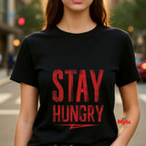 Stay Hungry Motivational Gym T-Shirt | Black Graphic Tee | Mytsdesigns
