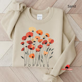 Poppies Floral Sweatshirt – Minimalist Wildflower Graphic Sweater