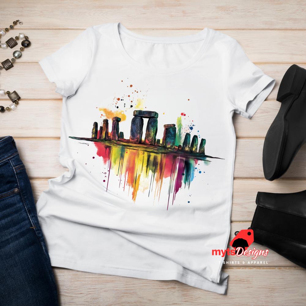 Stonehenge new art T-shirt, Pop Art Stonehenge T-Shirt, Iconic England Landmark Tee, Vibrant Artistic Design