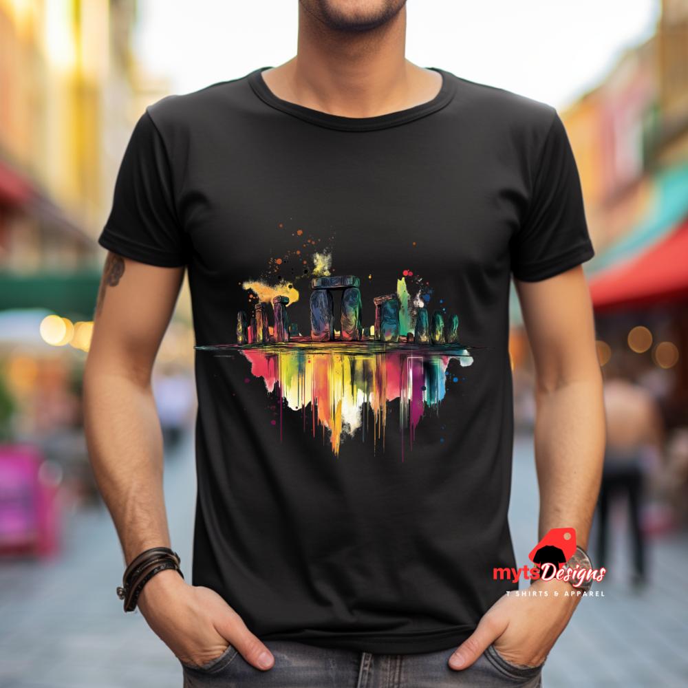 Stonehenge new art T-shirt, Pop Art Stonehenge T-Shirt, Iconic England Landmark Tee, Vibrant Artistic Design