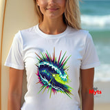 Neon Wave Surf Graphic T-Shirt – Retro Beach Unisex Tee