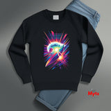 Neon Surf Burst Graphic Sweatshirt – Retro Wave Unisex Crewneck